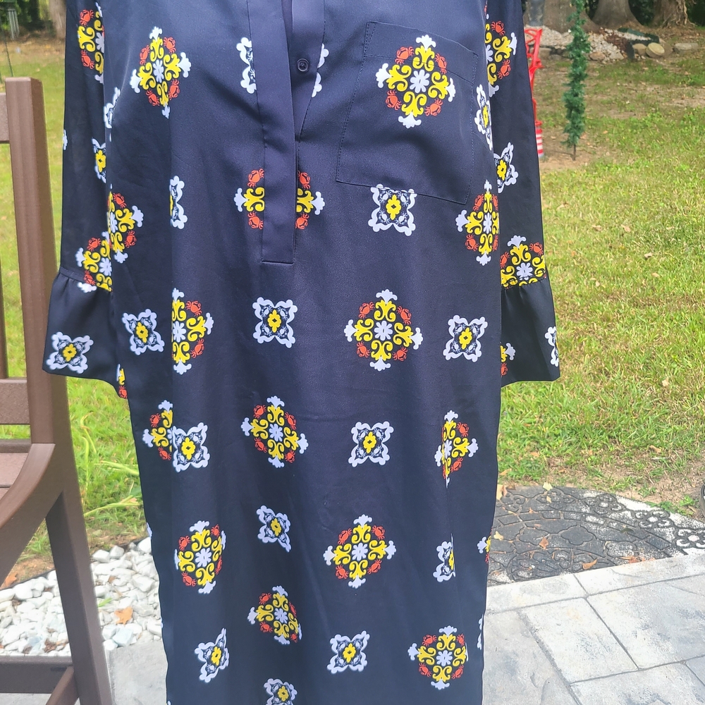 Crown & Ivy Navy Floral Long Sleeve Dress